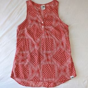 The North Face Red Orange & WhiteSleeveless Top Size Small Organic Cotton